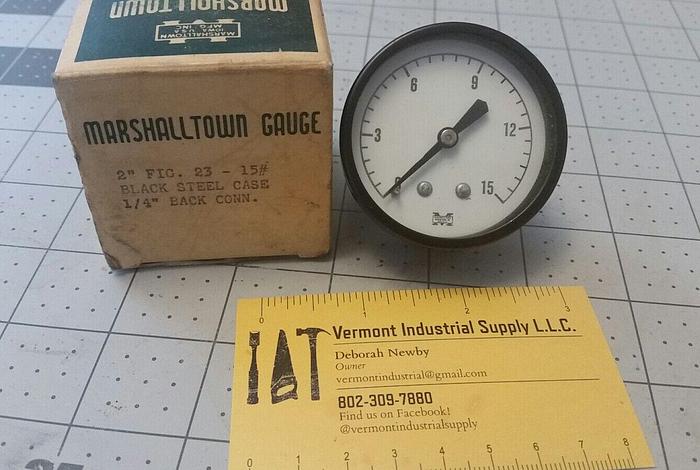 Marshalltown Pressure Gauge 2" Fig 23 Black Steel Case 1/4" Back Conn