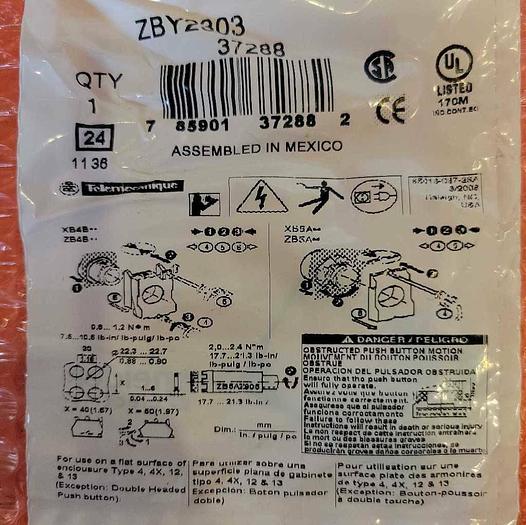 Schneider Electric ZBY2303 Automation Control Panel Nameplate Red New 785901372882