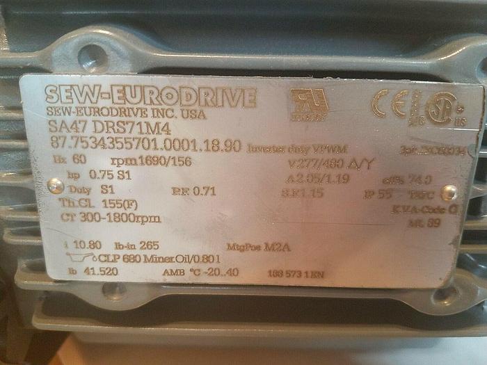 Used Sew Eurodrive SA47 DRS71M4
