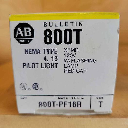 Allen-Bradley Bulletin 800T-PF16R Nema Type Pilot Light Red Cap Flashing New