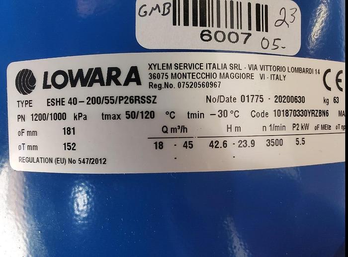 Lowara ESHE 40-200/55 /P26RSSZ 26/46 60 1200/1000 PLM112B14S2/355 E3 230/460