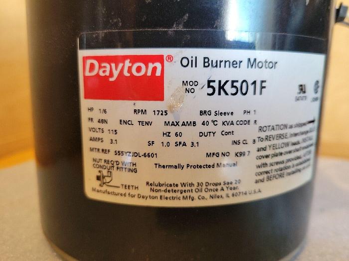 Dayton 5K501F Oil Burner Motor