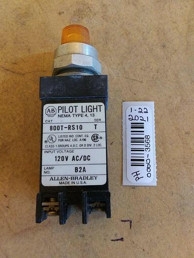 Allen Bradley 800T-RS10 Pilot Light NEMA Type 4,13 Yellow Lens