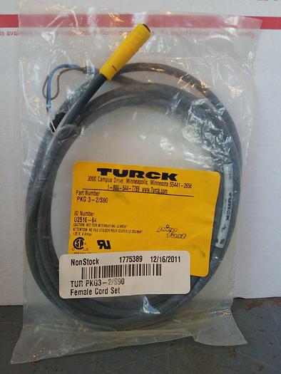 Turck PKG 3-2/S90 Female Cord Set, New