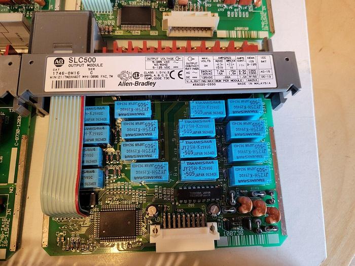 Used Allen Bradley BULK LOT 1746-1A16, 1746-OW16, 1747-L511 w/ Slot Rack