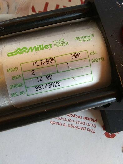 Miller AL72B2N Cylinder. 14" Stroke. 2" Bore. 1" Rod DIA