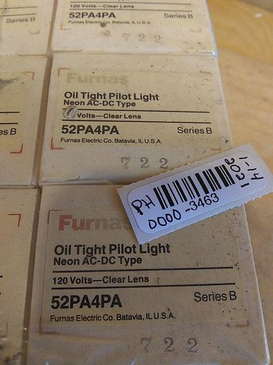 52PA4PA Furnas Oil Tight Pilot Light 120V Clear Lens *Lot of 10