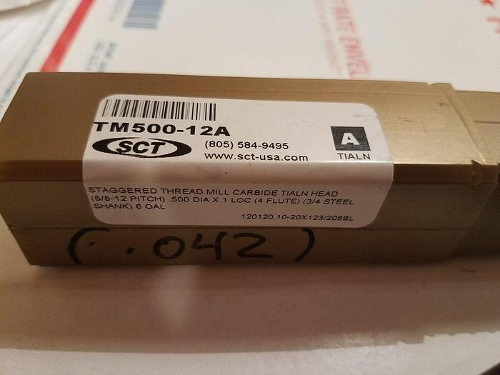 Used SCIENTIFIC CUTTING TOOLS TM500-12A Staggered Thread Mill Carbide TIALN 6" OAL