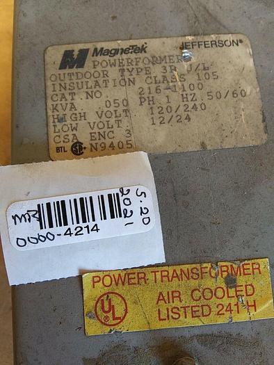 Used Jefferson 216-1100 Transformer 120/240 Volts