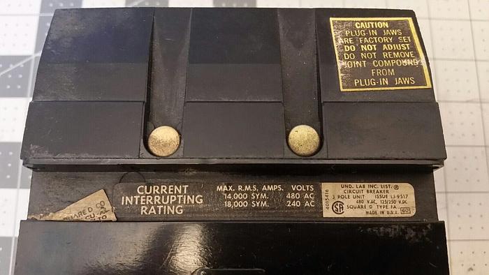 Used Square D FA-34020 C14K2 2060 Circuit Breaker, 480 VAC 3 Pole