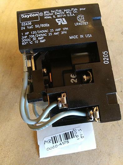 Dayton 5Z436 Power Relay 25amp 3PDT 24VAC