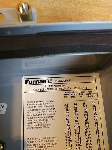 Furnas 11CB20FSF Manual Starter with Low Voltage Protection 120VAC