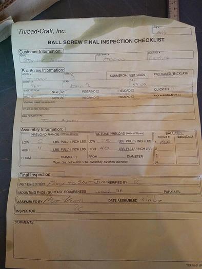 Thread-Craft T-7440 Ball Screw