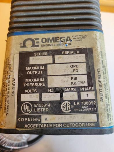 Used Omega PHP-501-S, High Temp Diaphragm Pump