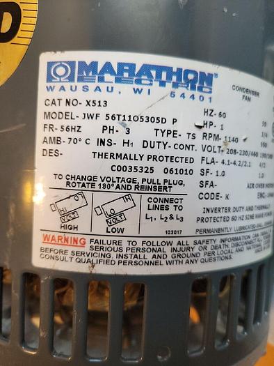 Marathon Electric X513, JWF 56T1105305D P, 3 Ph, 1Hp