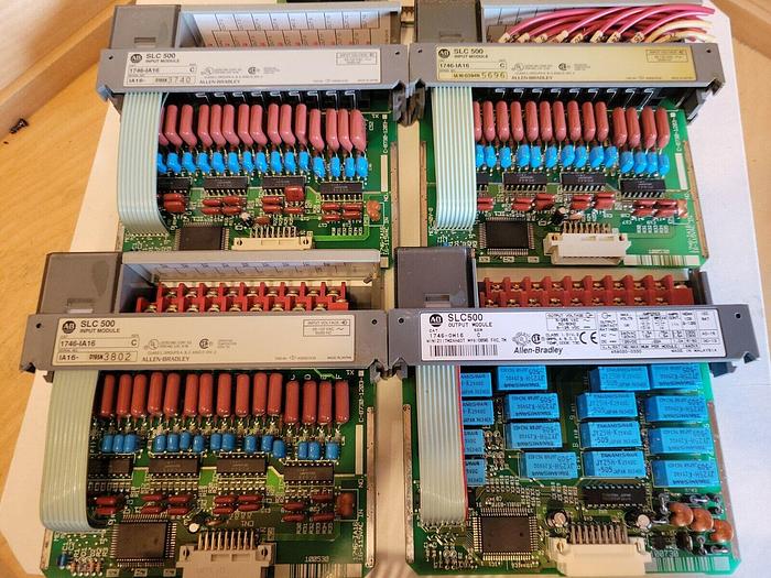 Used Allen Bradley BULK LOT 1746-1A16, 1746-OW16, 1747-L511 w/ Slot Rack