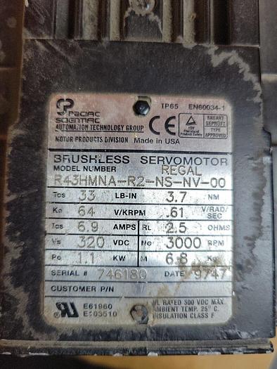 Used Pacific Scientific R43HMNA-R2-NS-NV-00, Brushless Servomotor