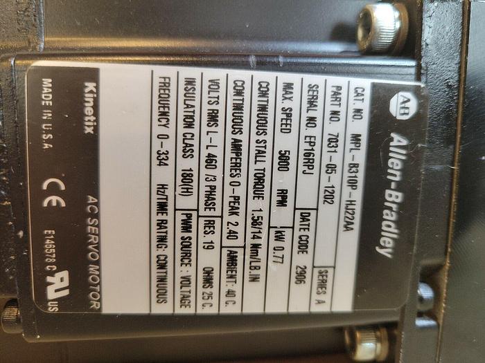 Used Allen Bradley MPL-B310P-HJ22AA w/ Apex Dynamics AB090-S2-P1