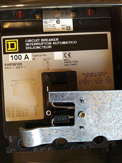 Square D PFH36100G I-LINE 100 AMP Circuit Breaker Disconnector