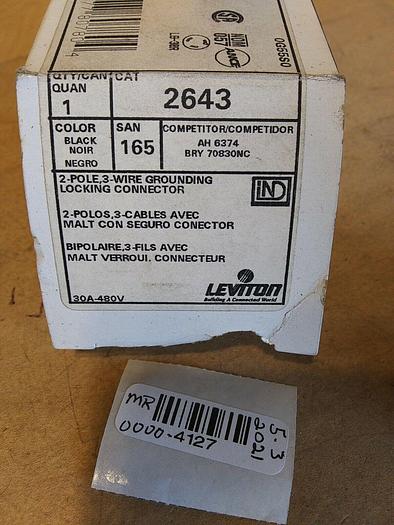 Leviton 2643 Locking Connector 2 Pole 3 Wire Grounding