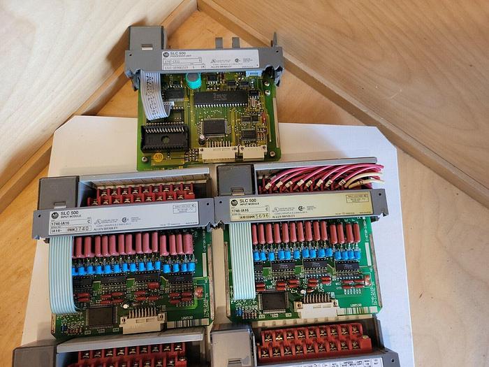 Used Allen Bradley BULK LOT 1746-1A16, 1746-OW16, 1747-L511 w/ Slot Rack
