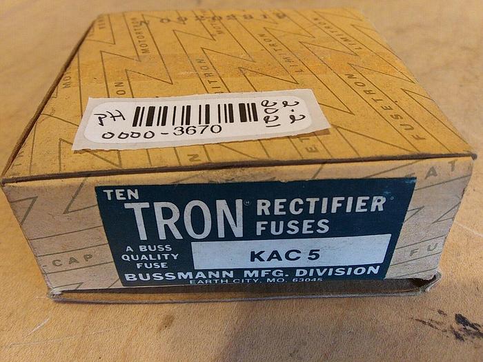 Bussmann KAC5 Tron Rectifier Fuses Box of 10