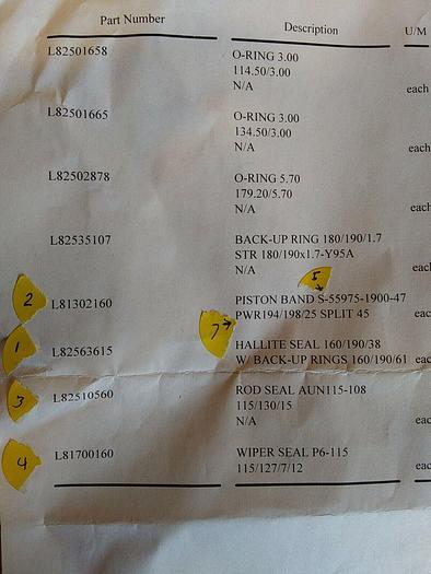 L82563615 L81302160 L82510560 L81700160 S-55975-1900-47 Third Seal Kit