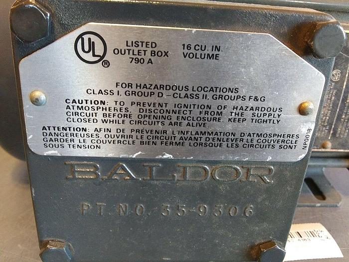 Baldor M7006A Electric Motor Hazardous Location 1/2HP 208-230/460V 1725rpm