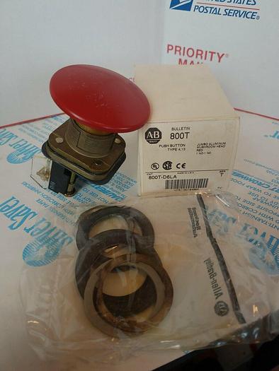 Allen Bradley 800T-D6LA Push Button Jumbo Mushroom Head Red