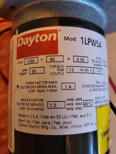 Used Dayton 1LPW5A 90V 32:1, 93 RPM