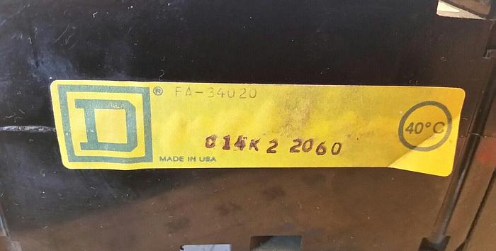 Used Square D FA-34020 C14K2 2060 Circuit Breaker, 480 VAC 3 Pole