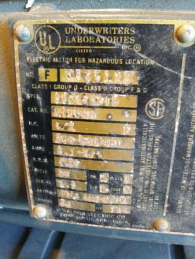 Baldor M7006A Electric Motor Hazardous Location 1/2HP 208-230/460V 1725rpm