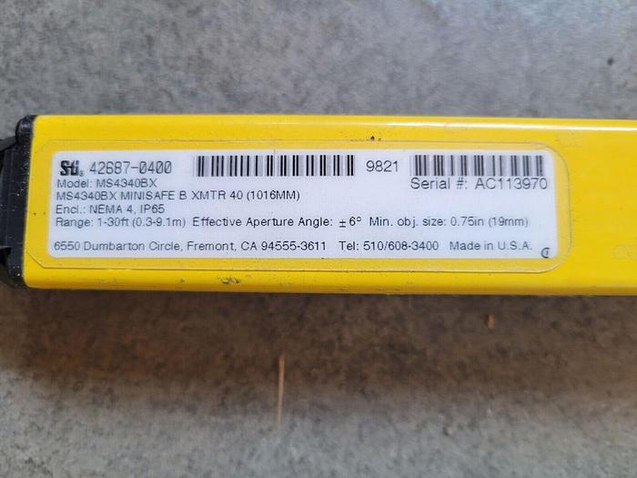 Used Sti MiniSafe 42672-0400 & 42687-0400 Light Curtain Set & 43207-0010 Panel