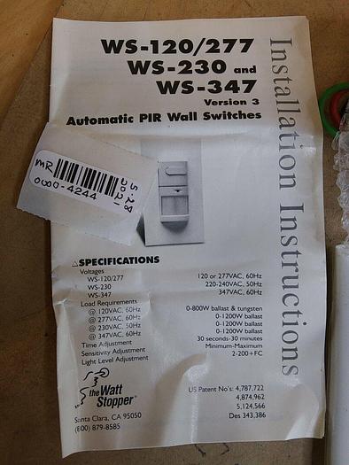 The Watt Stopper WS-120/277 WS-120/277-W Passive Infrared Automatic Wall Switch