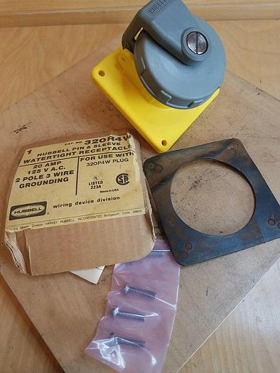 Used Hubbell 320R4W 20amp Pin and Sleeve Watertight Receptacle