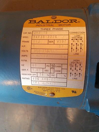 Used Baldor JM3115 w/ Peerless Pump B9222B