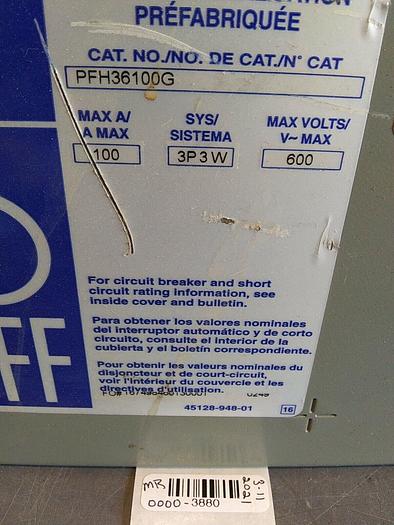 Used Square D PFH36100G I-LINE 100amp Circuit Breaker Disconnector