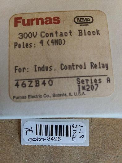 Furnas 46ZB40 300V Contact Block 4 Pole Industrial Control Relay
