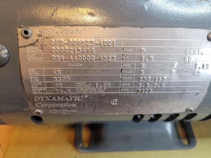 Used Dynamatic Ajusto Spede 0FD-009523-4001, 0N4-440000-9523