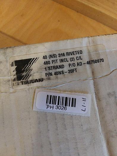 Tsubaki 40(NS) 316 Riveted 480 Pit Incl 2 C/L. 20ft