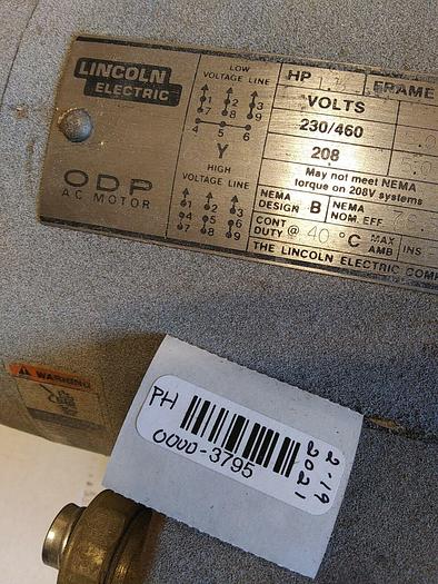 Used Lincoln Electric KM354 ODP AC 3 Phase Motor 1.5Hp 230-460volts