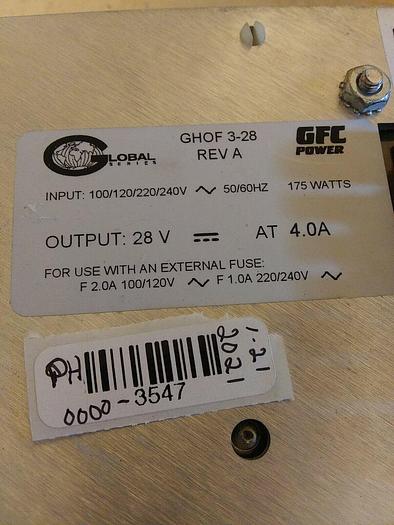 Used Global GHOF 3-28 REV A Power Supply GFC Power