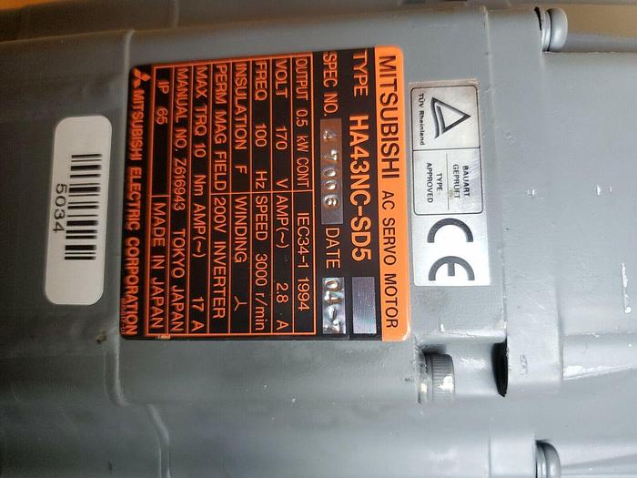 Used Mitsubishi Electric Mitsubishi Electric HA43NC-SD5 AC Servo Motor - NO ENCODER