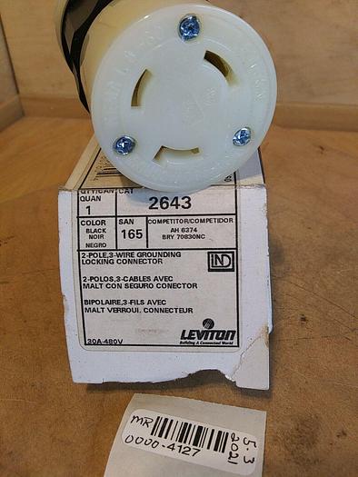 Leviton 2643 Locking Connector 2 Pole 3 Wire Grounding