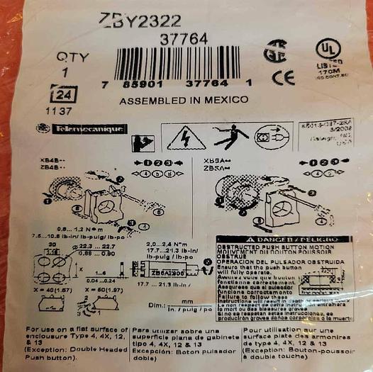 Schneider Electric ZBY2322 Automation Control Panel Nameplate Black New 785901377641