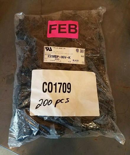F31MDP-06V-K, 6 Position Rectangular Housing Connector Plug Black - QTY 200