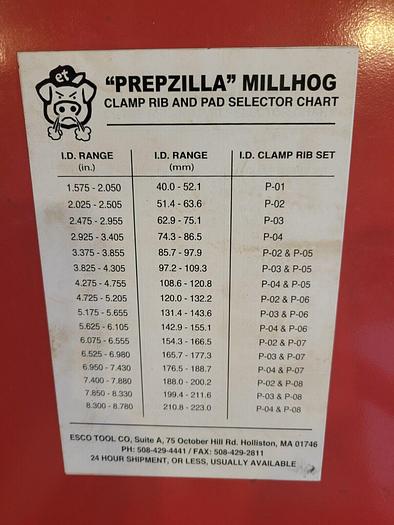 Used ESCO Tools Millhog Prepzilla PIPE CHAMFER