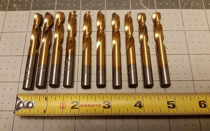 TICN Coated Drills QTY 10, #P Size, 3" Length - Mill Drill Lathe