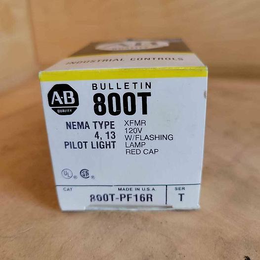 Allen-Bradley Bulletin 800T-PF16R Nema Type Pilot Light Red Cap Flashing New