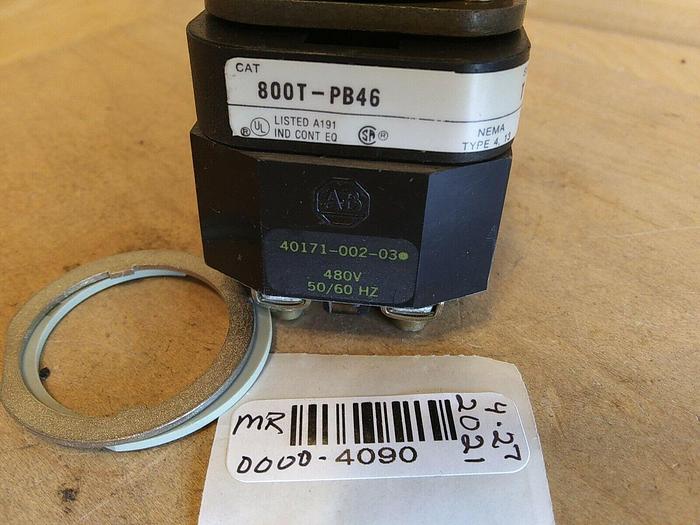 Allen Bradley 800T-PB46 Push Button. Red Lens Illuminated